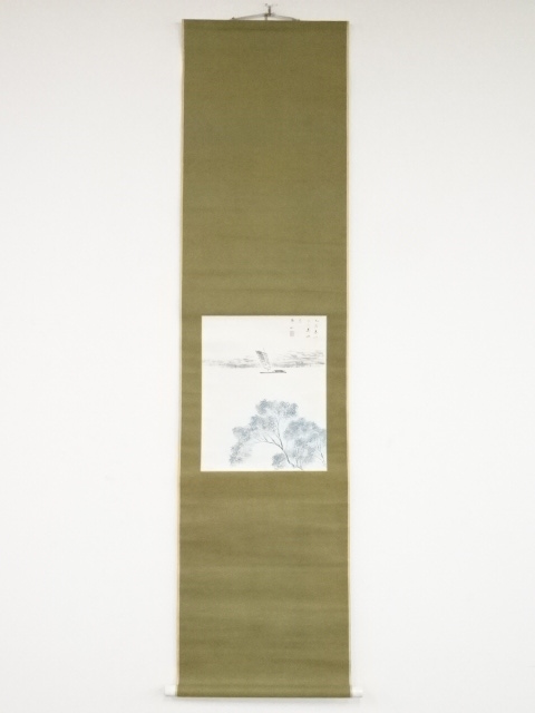 JAPANESE HANGING SCROLL / HAND PAINTED / SCENERY / BY KOZAN KAI (1935)